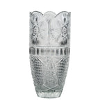 Large Sawtooth Rim Cut Crystal Vase - Starburst & Diamond Cuts