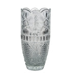 Large Sawtooth Rim Cut Crystal Vase - Starburst & Diamond Cuts