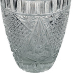 Large Sawtooth Rim Cut Crystal Vase - Starburst & Diamond Cuts