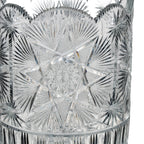Large Sawtooth Rim Cut Crystal Vase - Starburst & Diamond Cuts