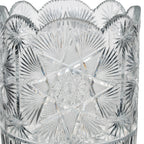 Large Sawtooth Rim Cut Crystal Vase - Starburst & Diamond Cuts