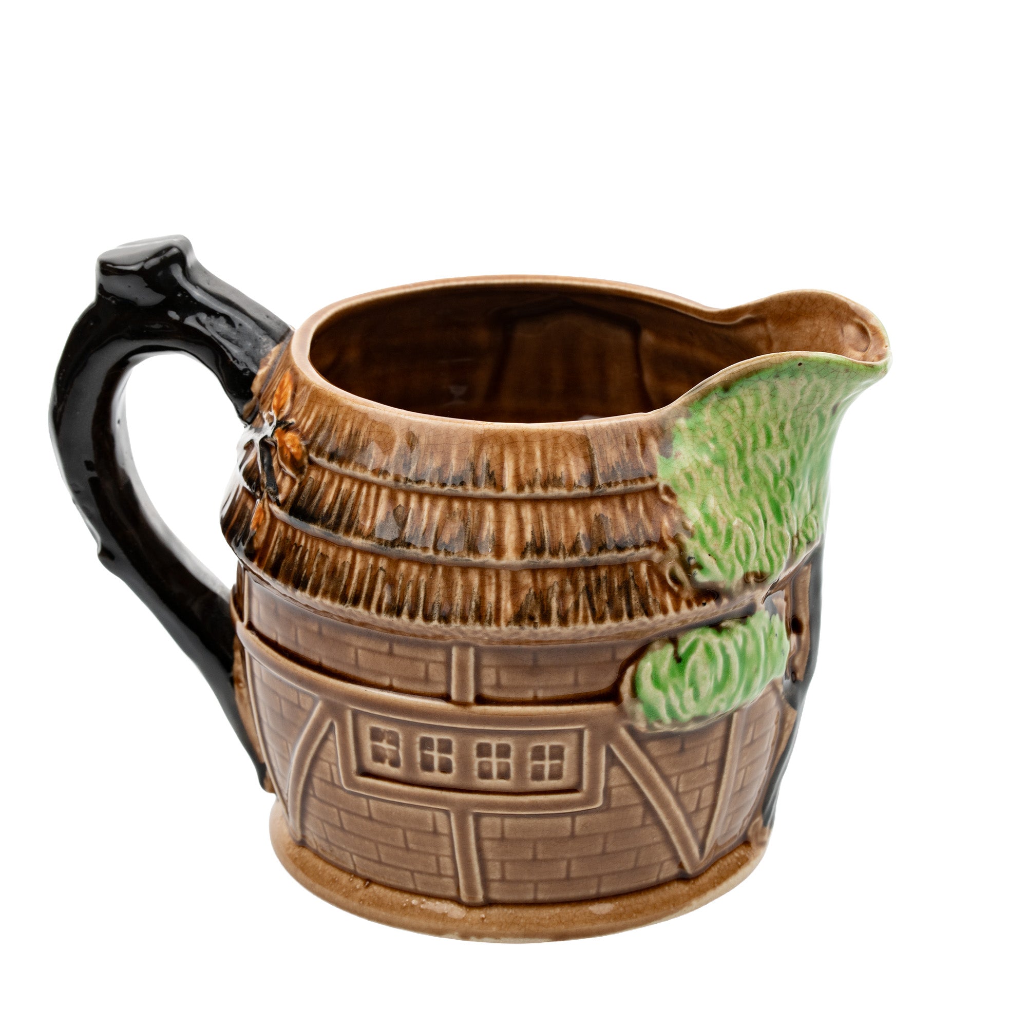 Cottage House Majolica Pitcher - Hand-Painted, Made in Japan