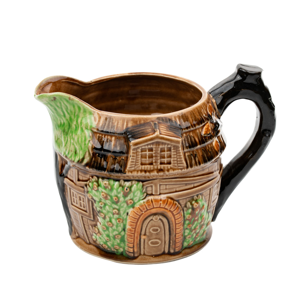 Cottage House Majolica Pitcher - Hand-Painted, Made in Japan
