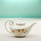 Hall Autumn Leaf Aladdin Teapot - Cream Ceramic with Infuser
