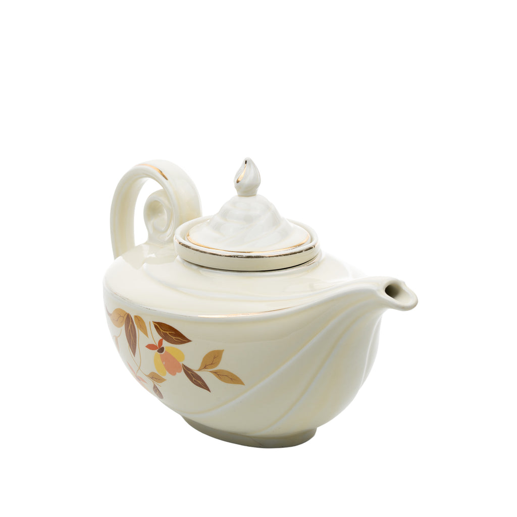 Hall Autumn Leaf Aladdin Teapot - Cream Ceramic with Infuser