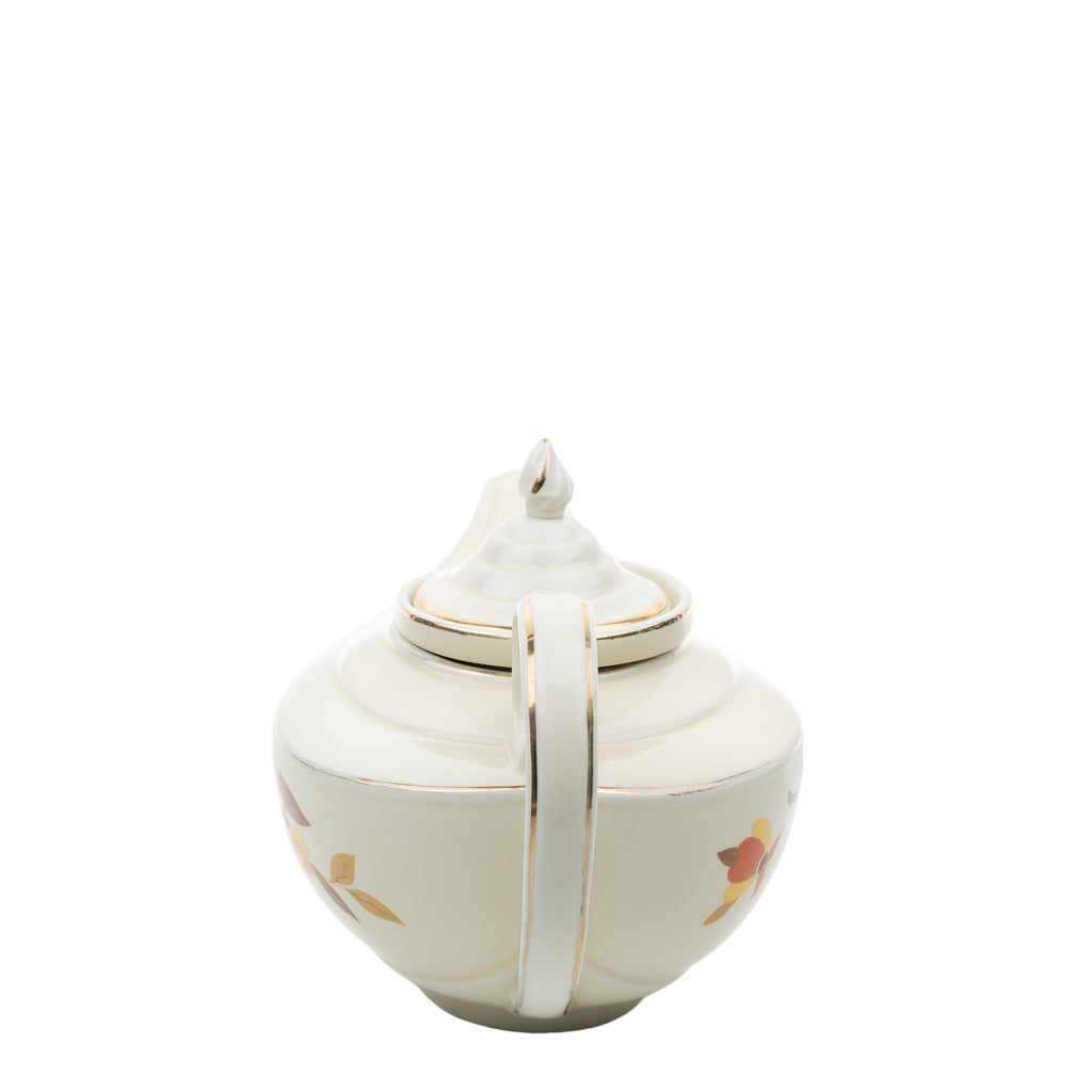 Hall Autumn Leaf Aladdin Teapot - Cream Ceramic with Infuser