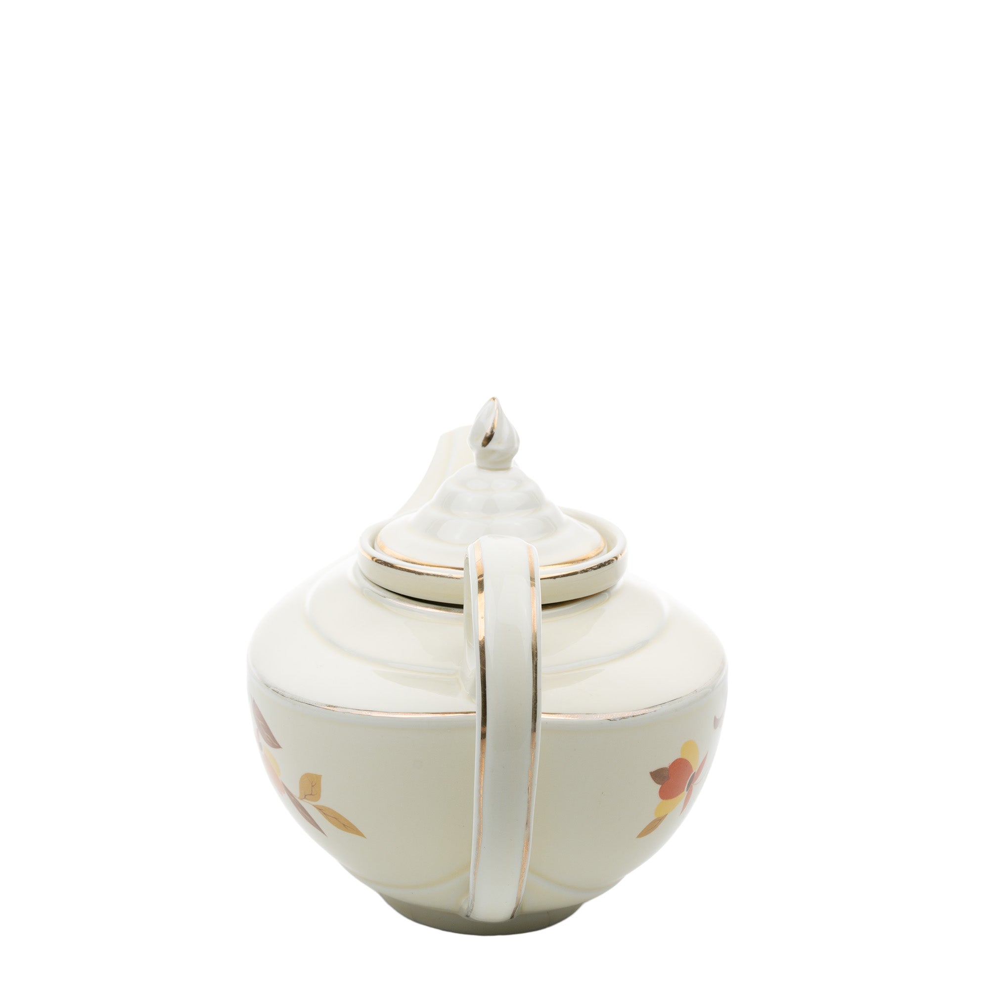 Hall Autumn Leaf Aladdin Teapot - Cream Ceramic with Infuser