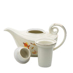 Hall Autumn Leaf Aladdin Teapot - Cream Ceramic with Infuser