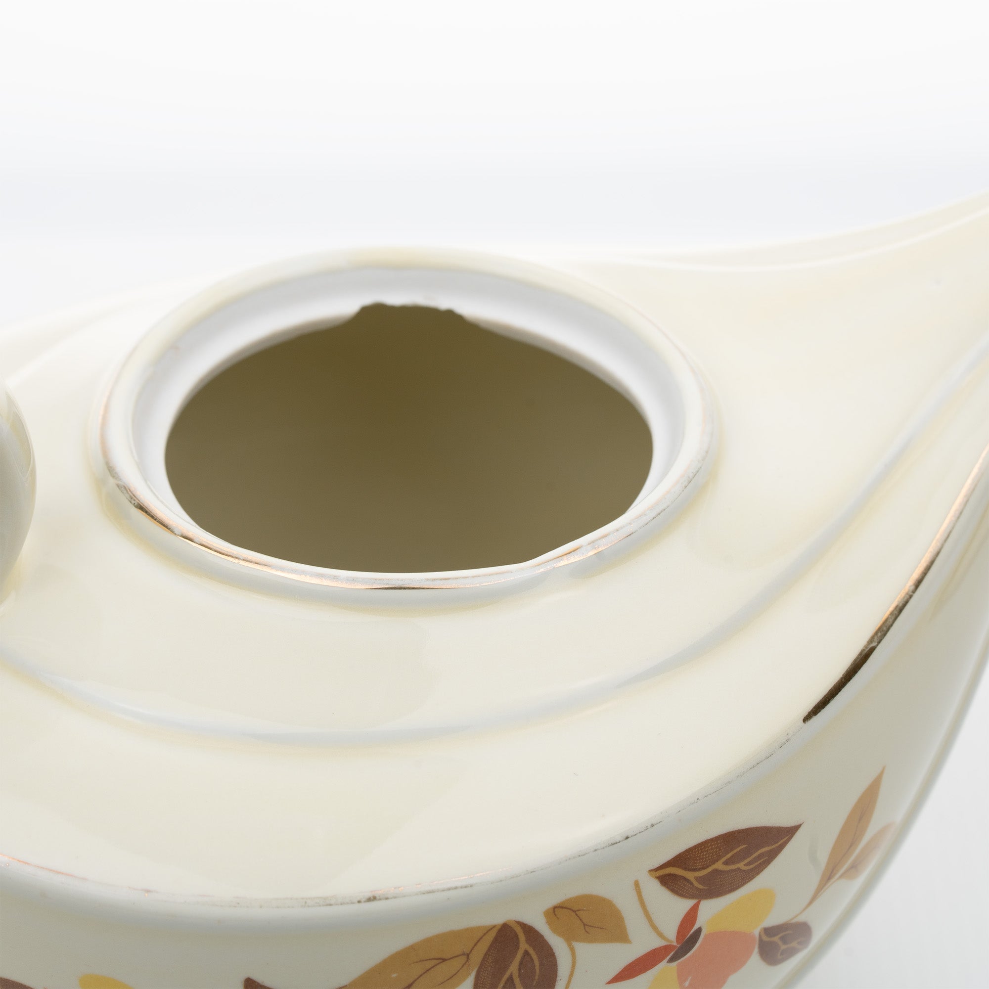 Hall Autumn Leaf Aladdin Teapot - Cream Ceramic with Infuser