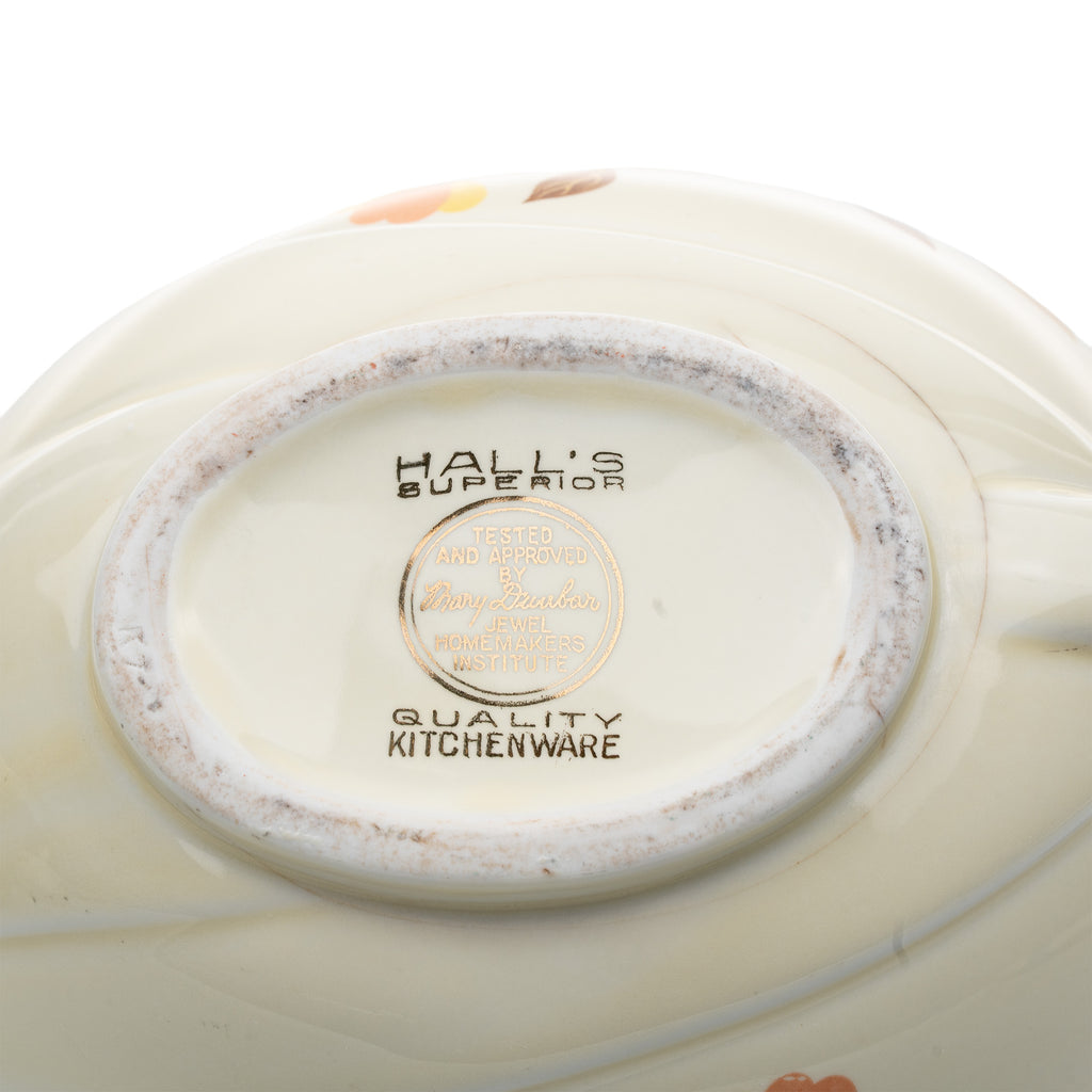 Hall Autumn Leaf Aladdin Teapot - Cream Ceramic with Infuser