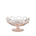 Lancaster Glass Open Work Pink Satin Pedestal Bowl - Scalloped Loop Rim
