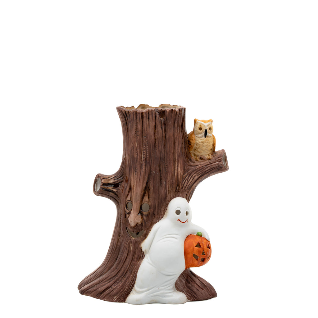 Heartline Spooky Tree Ceramic Luminary - 1985 Halloween Stump