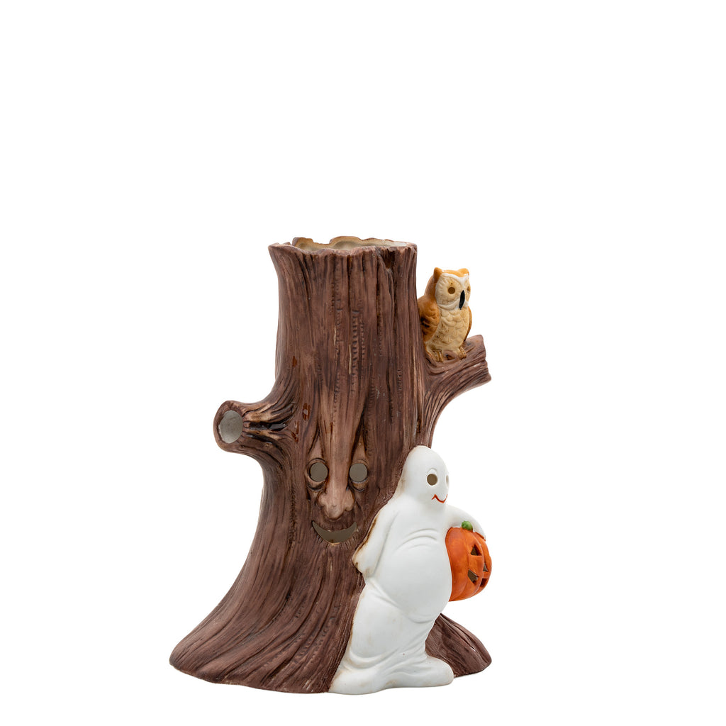 Heartline Spooky Tree Ceramic Luminary - 1985 Halloween Stump