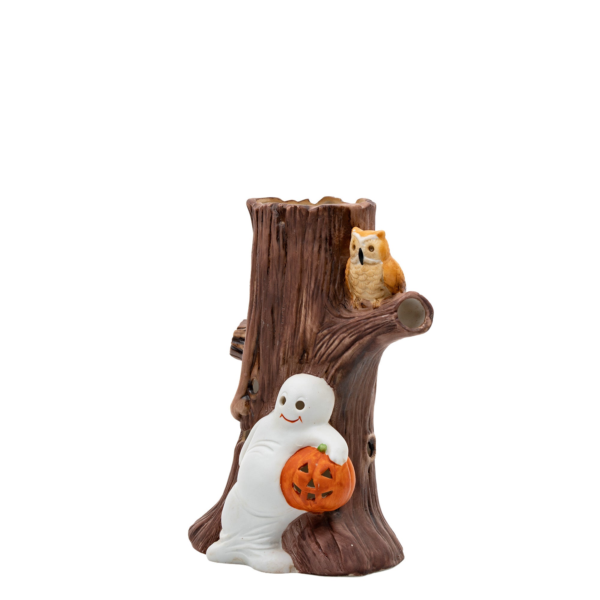 Heartline Spooky Tree Ceramic Luminary - 1985 Halloween Stump