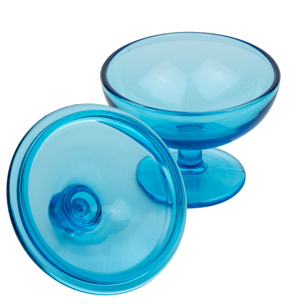 Blue Glass Covered Compote - Turquoise Pedestal Candy Dish