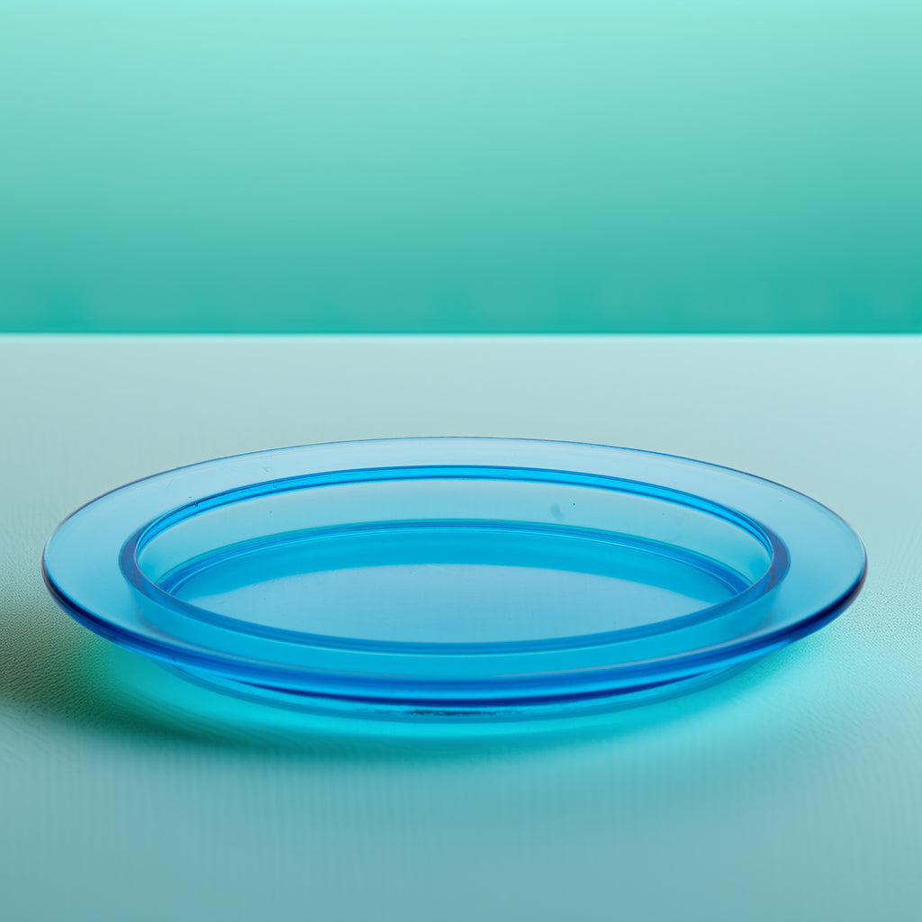 Blue Glass Oval Plate - Translucent Molded Glass