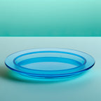 Blue Glass Oval Plate - Translucent Molded Glass