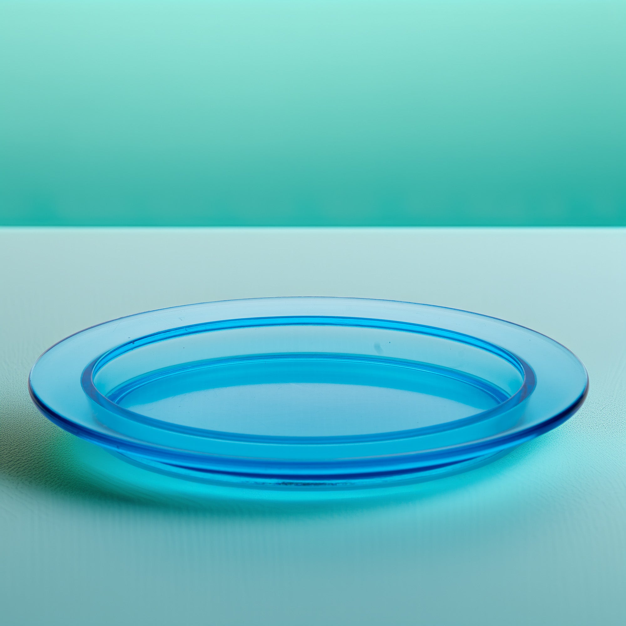 Blue Glass Oval Plate - Translucent Molded Glass