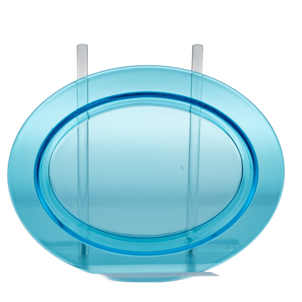 Blue Glass Oval Plate - Translucent Molded Glass