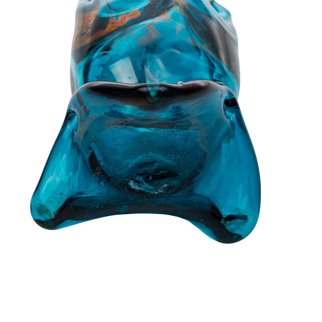 Hand-Blown Blue Art Glass Vase - Turquoise Sculptural Form