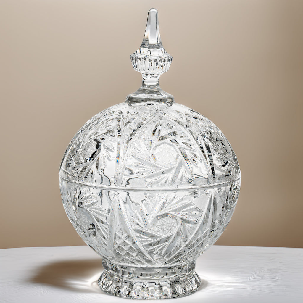Cut Crystal Covered Candy Dish - Zajecar Pedestal Bonbon Jar