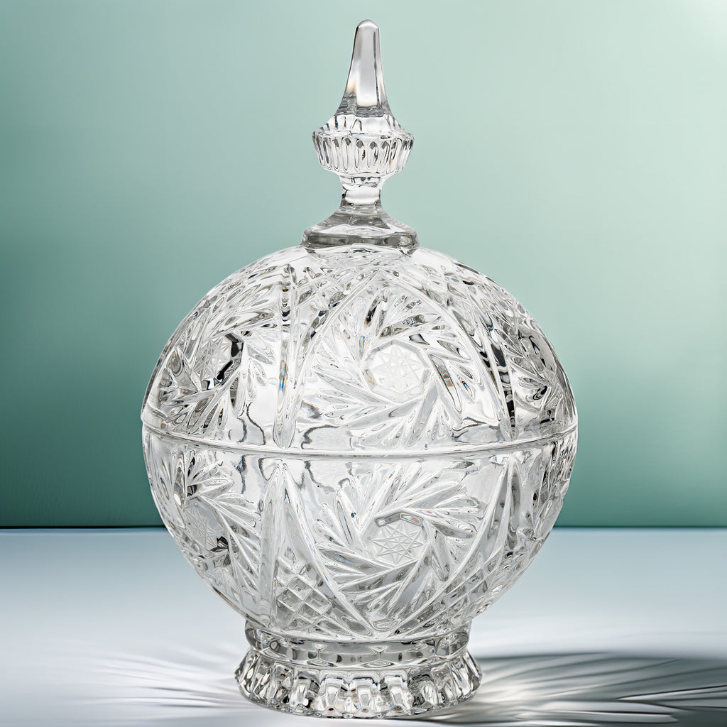 Cut Crystal Covered Candy Dish - Zajecar Pedestal Bonbon Jar