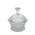 Floral Frost Cut Crystal Lidded Candy Dish - Faceted Finial