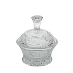 Floral Frost Cut Crystal Lidded Candy Dish - Faceted Finial