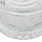 Floral Frost Cut Crystal Lidded Candy Dish - Faceted Finial