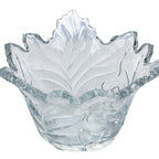 Maple Leaf Lead Crystal Bowl - Scalloped Ruffled Rim