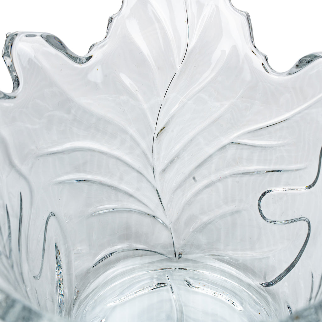 Maple Leaf Lead Crystal Bowl - Scalloped Ruffled Rim