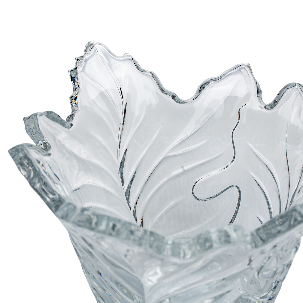 Maple Leaf Lead Crystal Bowl - Scalloped Ruffled Rim