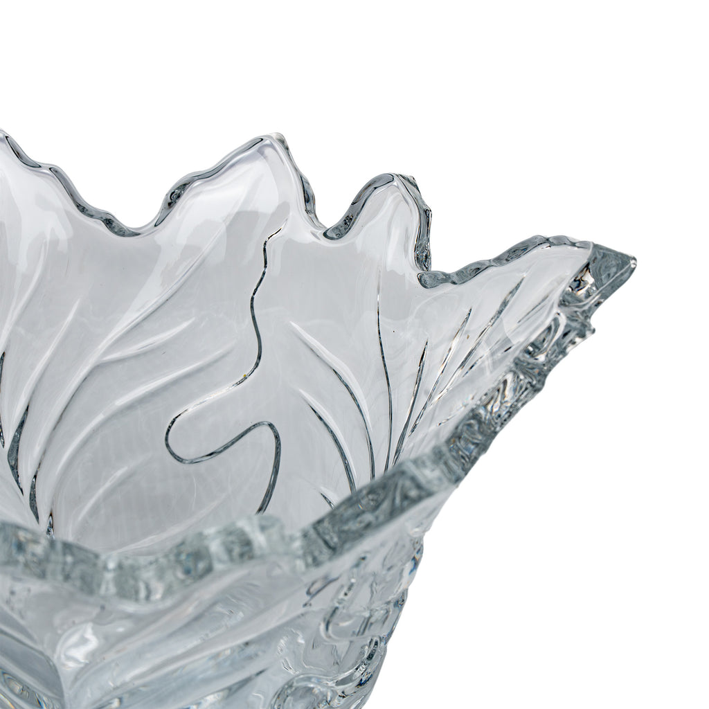Maple Leaf Lead Crystal Bowl - Scalloped Ruffled Rim