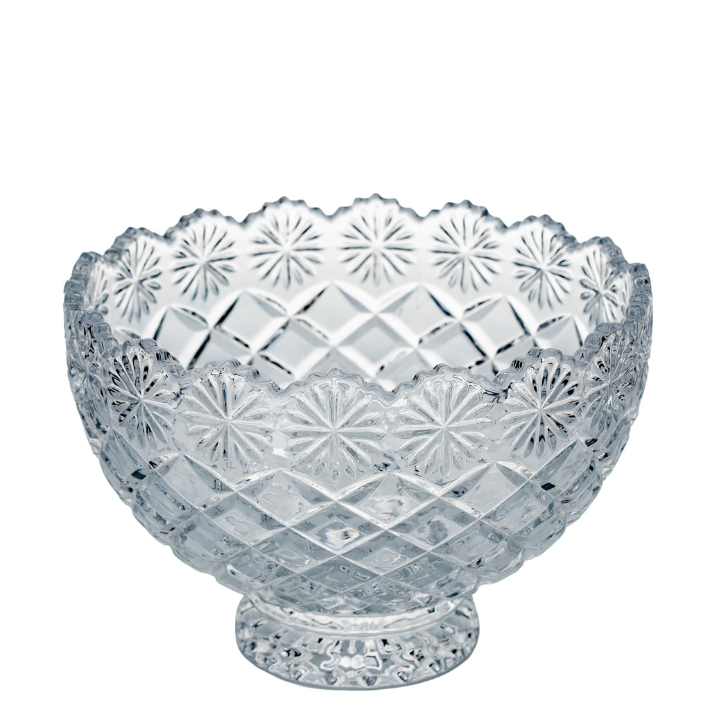 Brussels Crystal Pedestal Bowl - Scalloped Floral Rim