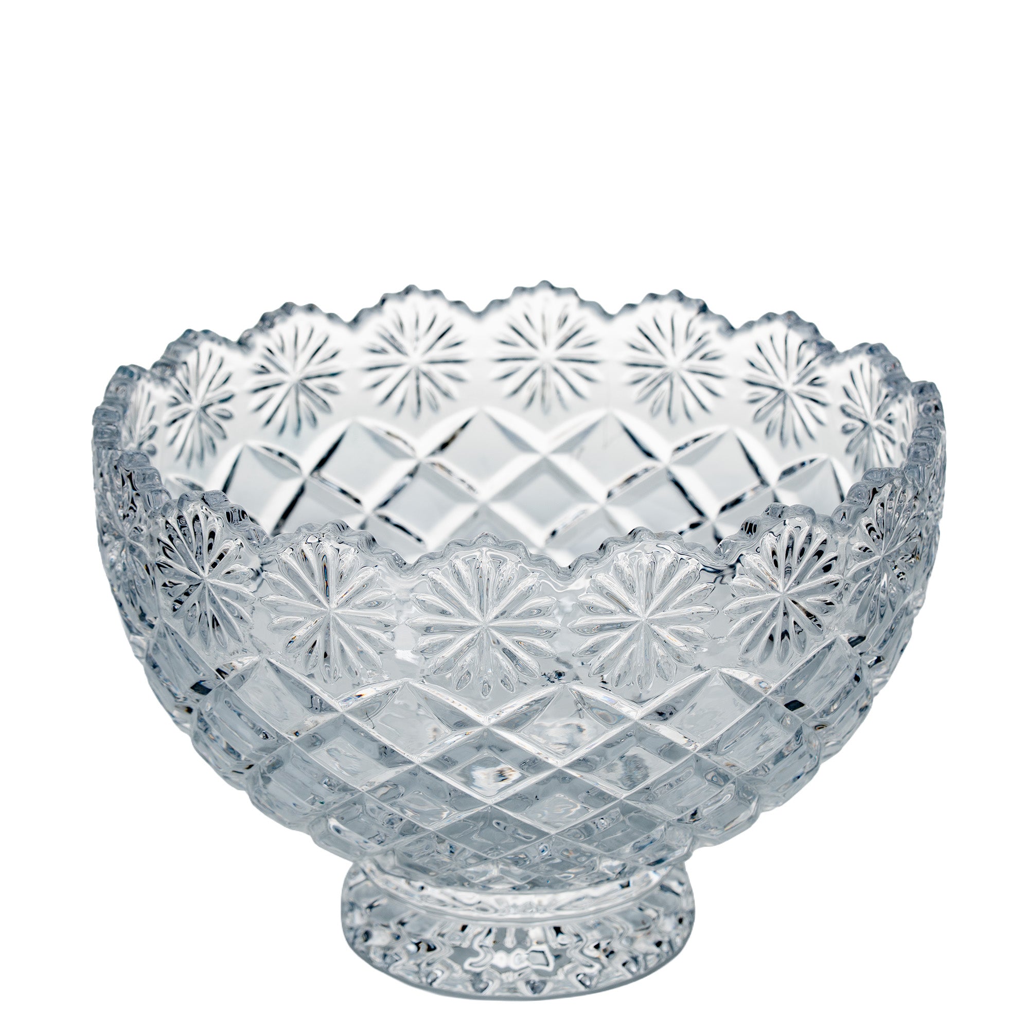 Brussels Crystal Pedestal Bowl - Scalloped Floral Rim