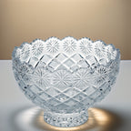 Brussels Crystal Pedestal Bowl - Scalloped Floral Rim