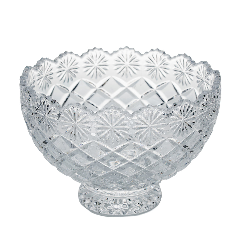 Brussels Crystal Pedestal Bowl - Scalloped Floral Rim