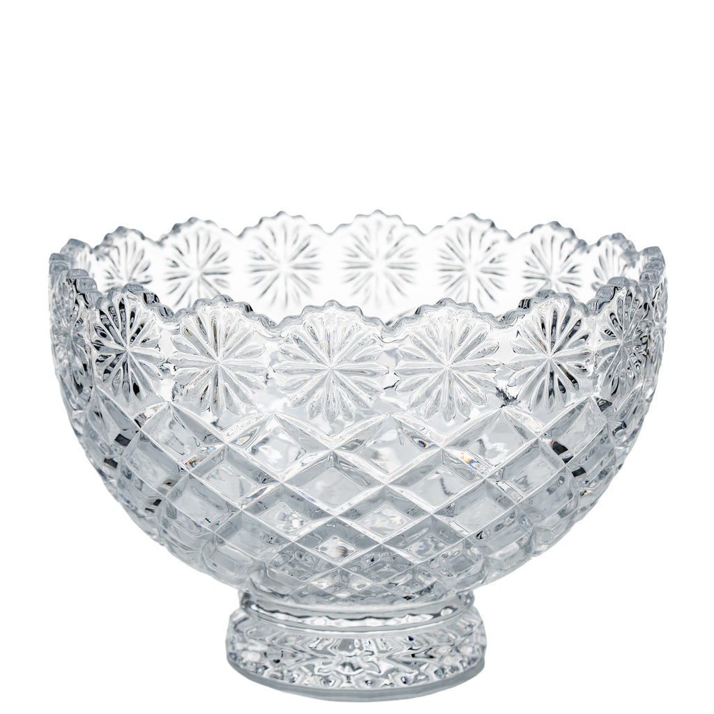 Brussels Crystal Pedestal Bowl - Scalloped Floral Rim
