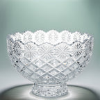 Brussels Crystal Pedestal Bowl - Scalloped Floral Rim