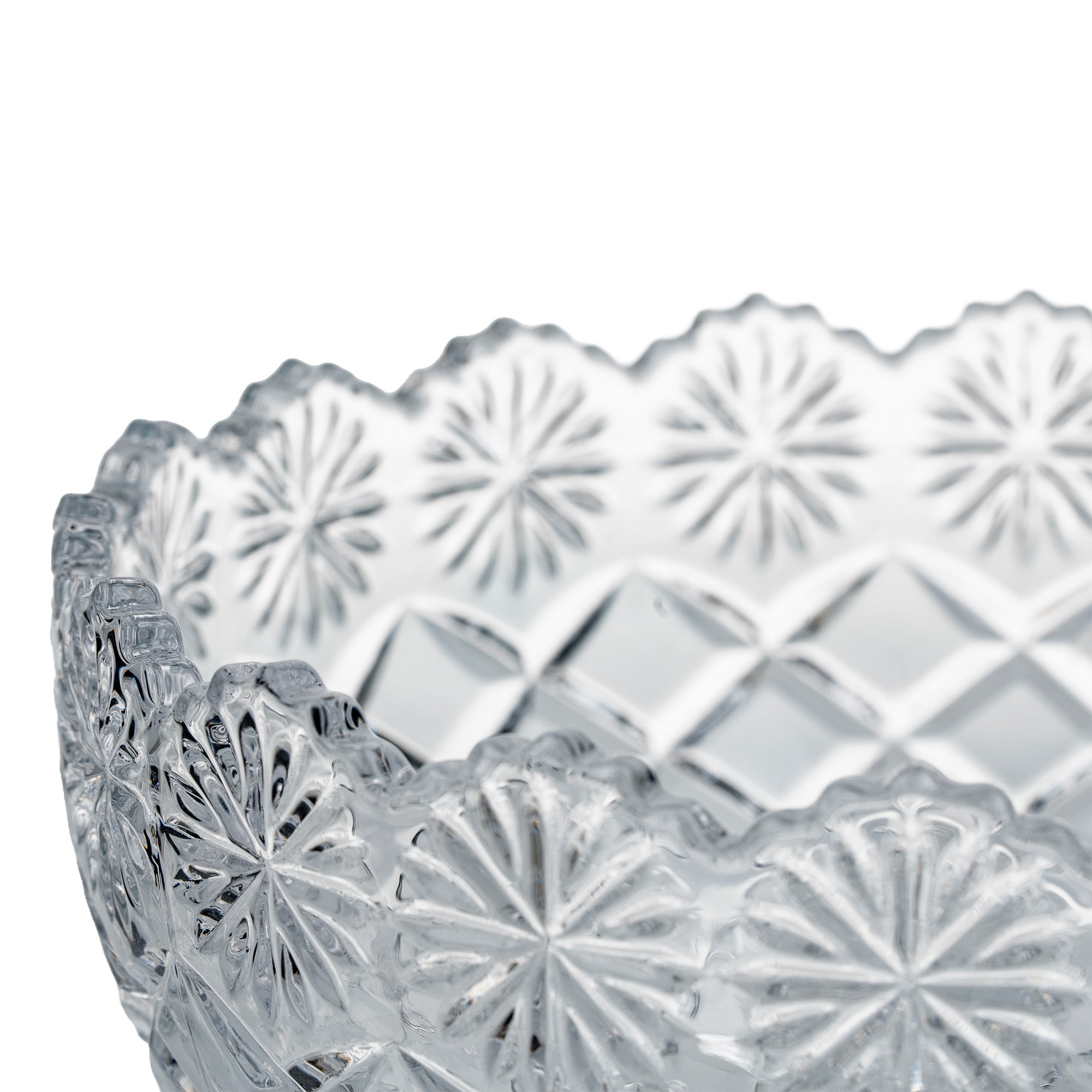 Brussels Crystal Pedestal Bowl - Scalloped Floral Rim