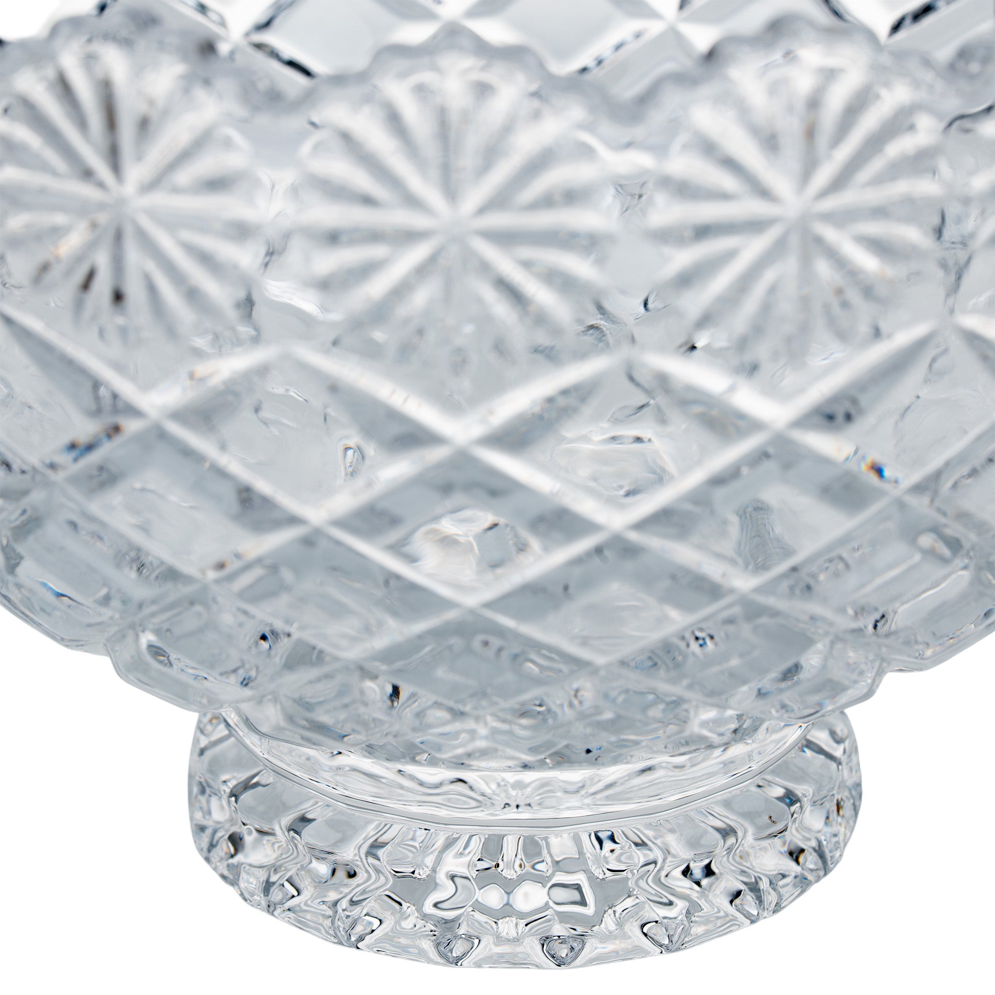 Brussels Crystal Pedestal Bowl - Scalloped Floral Rim