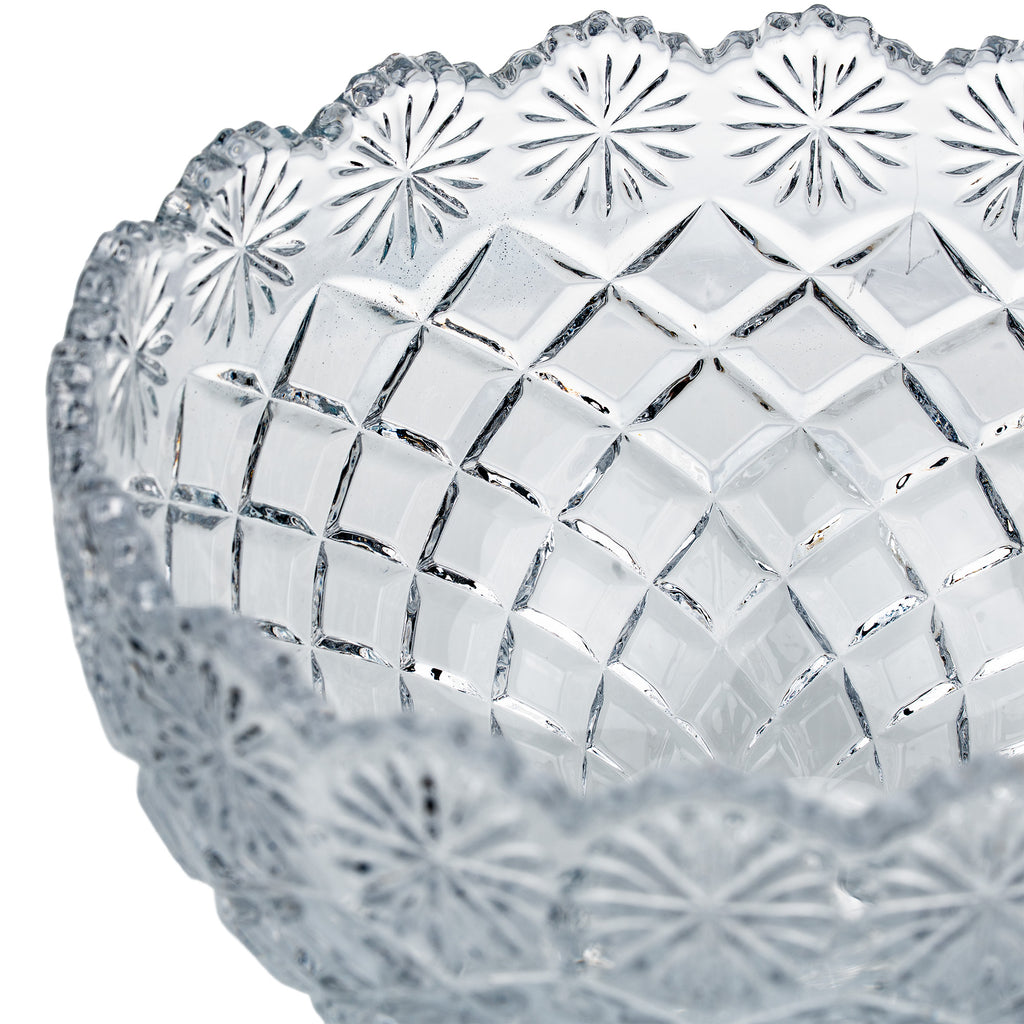 Brussels Crystal Pedestal Bowl - Scalloped Floral Rim