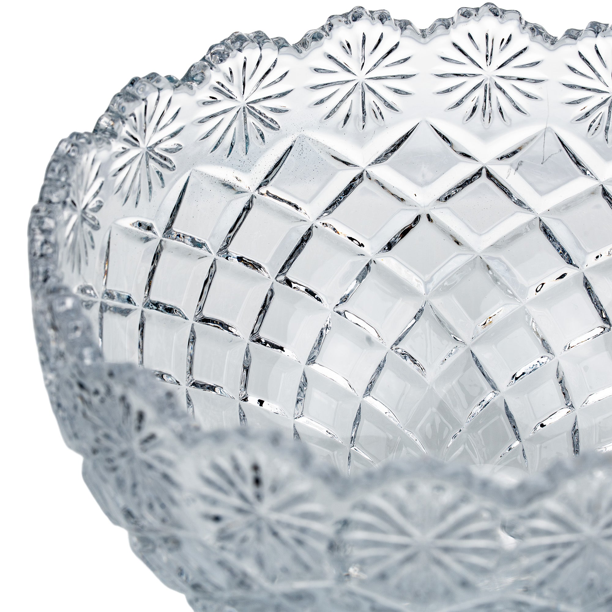 Brussels Crystal Pedestal Bowl - Scalloped Floral Rim