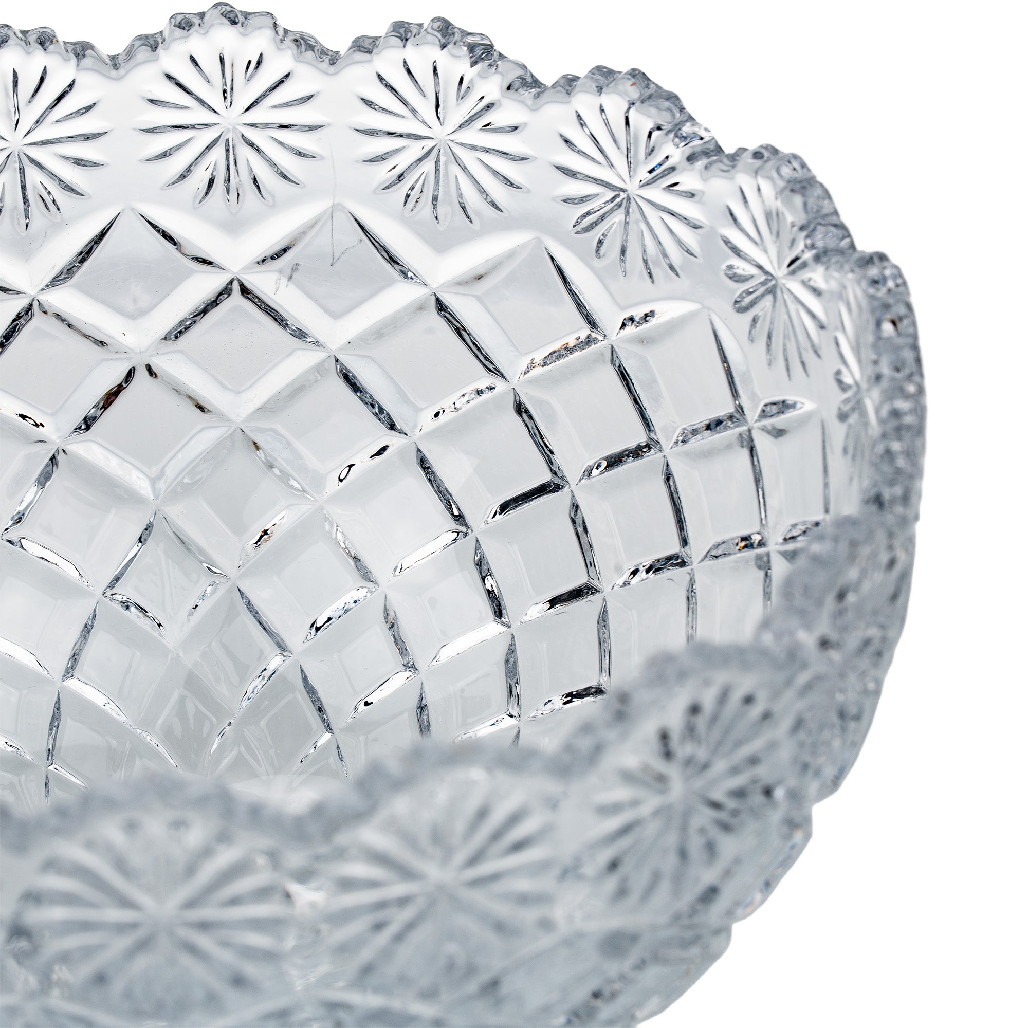 Brussels Crystal Pedestal Bowl - Scalloped Floral Rim