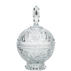 Polonia Cut Crystal Candy Jar - Faceted Finial & Starburst Cut