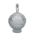 Polonia Cut Crystal Candy Jar - Faceted Finial & Starburst Cut