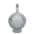 Polonia Cut Crystal Candy Jar - Faceted Finial & Starburst Cut