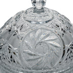Polonia Cut Crystal Candy Jar - Faceted Finial & Starburst Cut