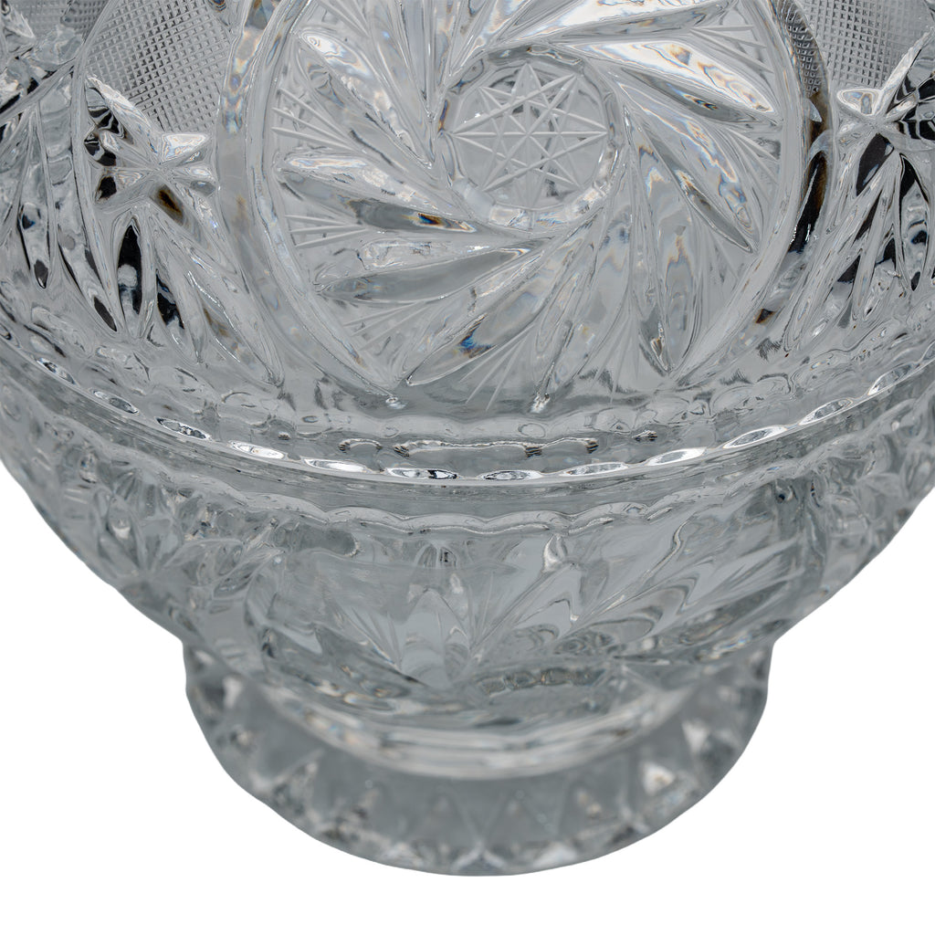 Polonia Cut Crystal Candy Jar - Faceted Finial & Starburst Cut