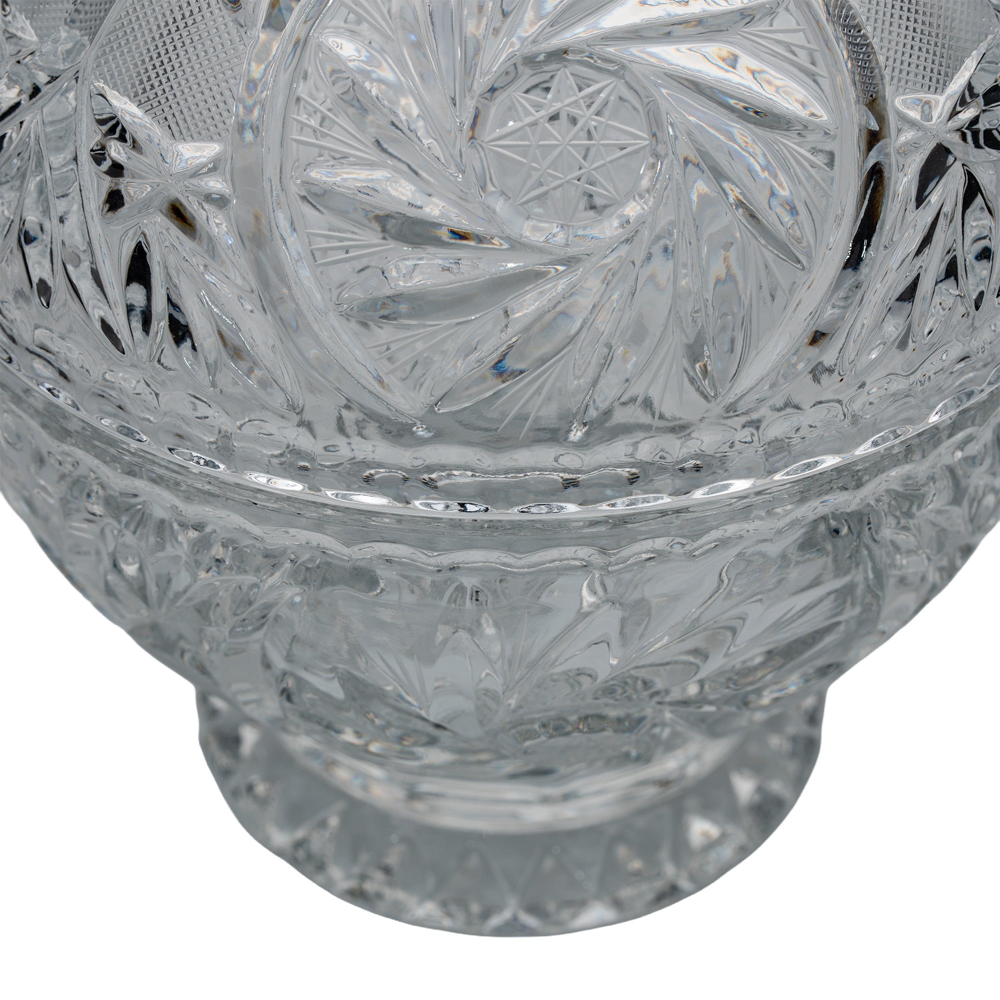 Polonia Cut Crystal Candy Jar - Faceted Finial & Starburst Cut